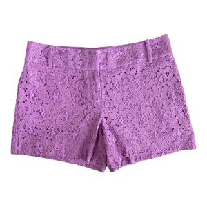 Loft‎ Marisa Garden Lace Shorts Lavender Lilac High Rise Shorts Size 2